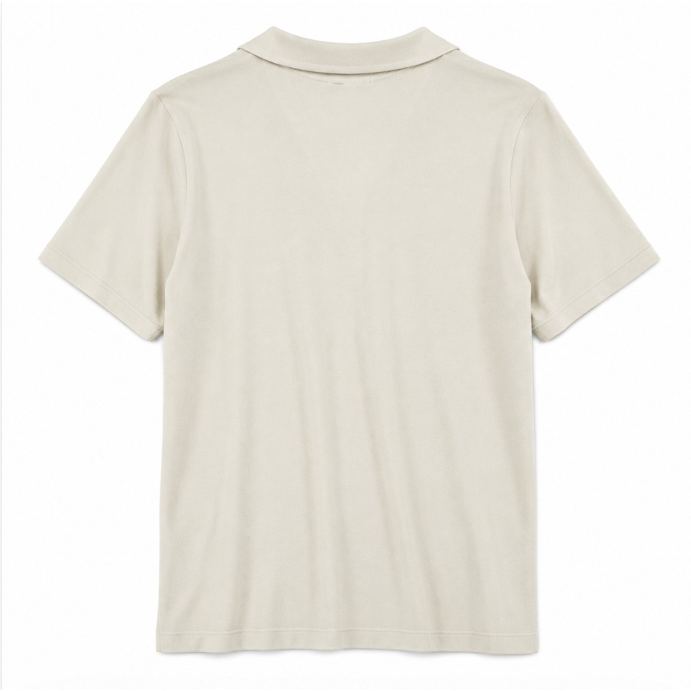 Lauren Ralph Lauren OffWhite Pique Knit Polo Top L Minimalist Clean Girl Classic - Picture 2 of 8